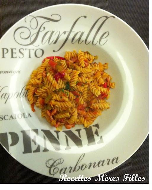 La recette Echalotes : Fusillis Echalotes Poivrons