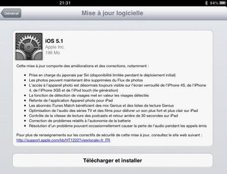 iOS 5.1 et iTunes 10.6 disponibles au téléchargement !
