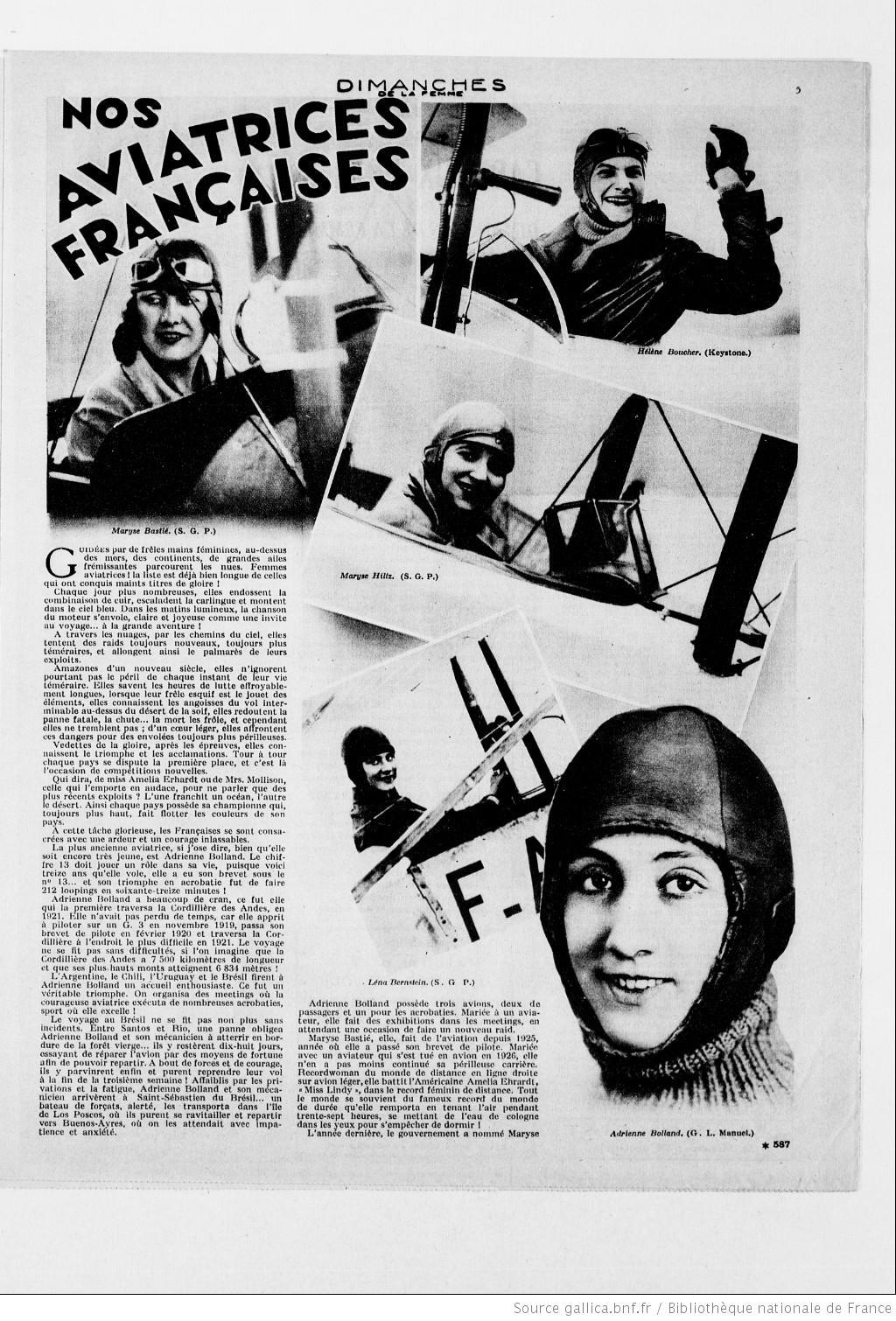 Les pionnières de l’aviation française  (Journée de la Femme)