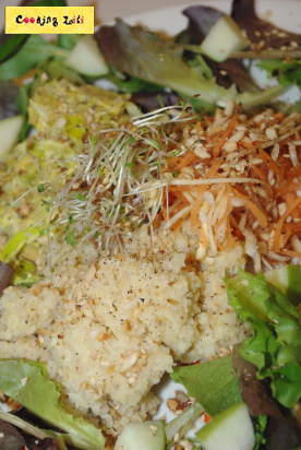 :: Assiette végé complète #1 : tofu mariné aux épices, millet aux amandes & mix carotte-panais ::