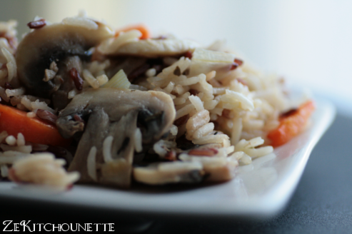 riz sauvage champignon, thym, carottes