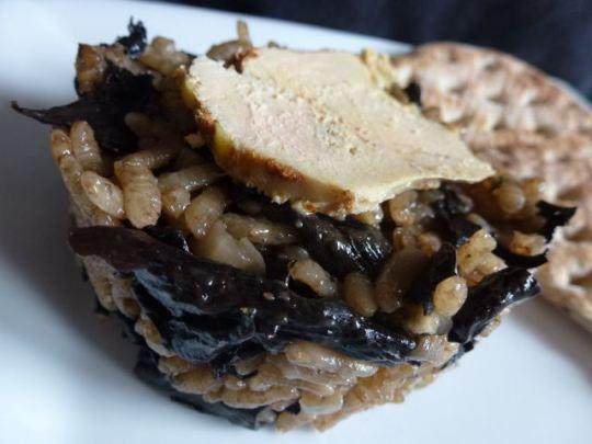 Risotto aux champignons (trompettes de la mort) et au foie gras