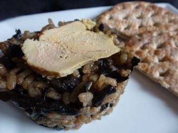 Risotto aux champignons (trompettes de la mort) et au foie gras