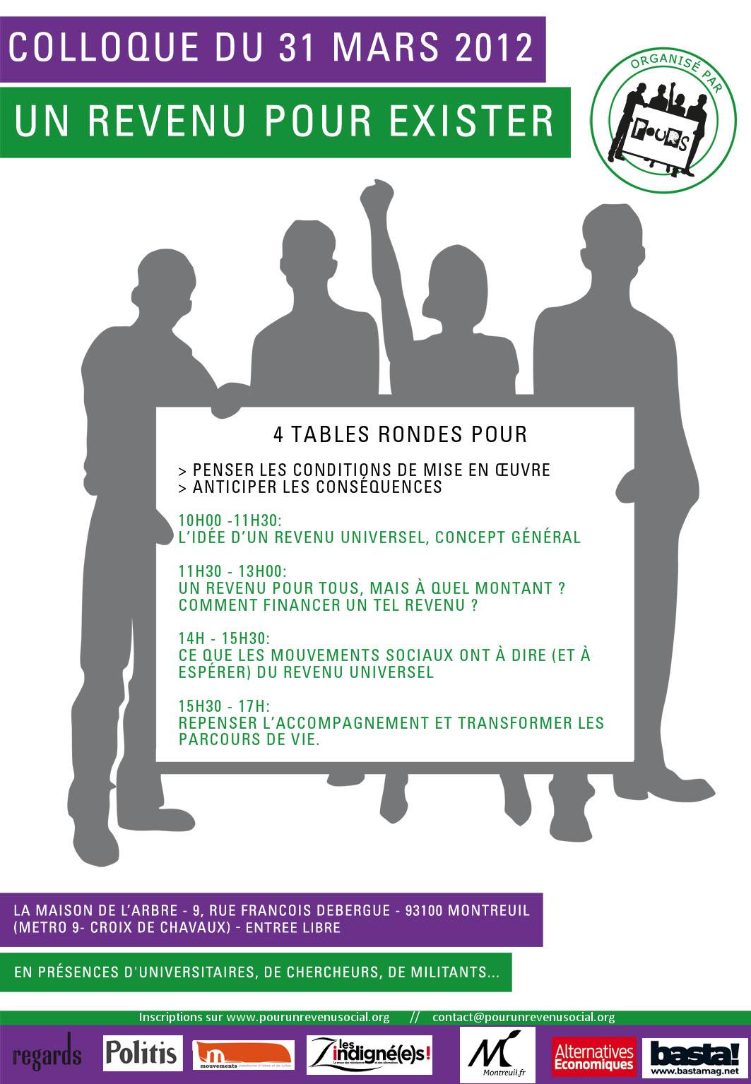 31 mars Montreuil - Colloque : Un revenu pour exister