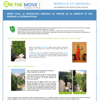 Green Plus, la décoration végétale au service de la mobilité et des énergies à l’international