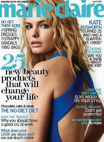 Kate Bosworth en couverture du magazine Marie Claire / à la première du film “21″ avec Kevin Spacey et Jim Sturgess