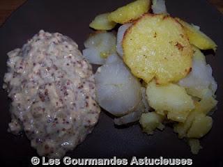 Topinambours et Pommes de terre confits et Tofu à la Moutarde à l'ancienne