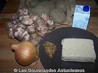 Topinambours et Pommes de terre confits et Tofu à la Moutarde à l'ancienne