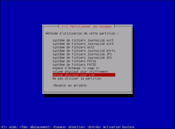 Configuration du LVM lors de l’installation d’un système Debian