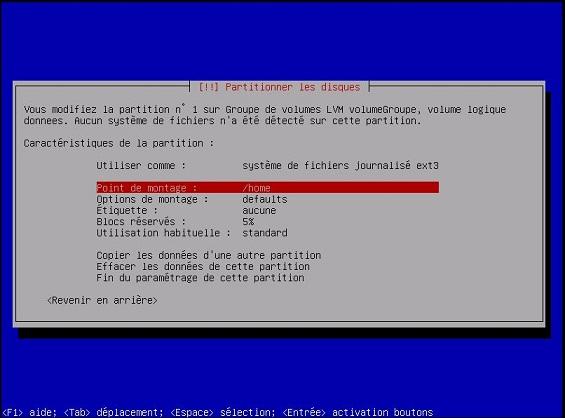 Configuration du LVM lors de l’installation d’un système Debian