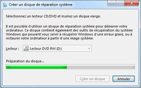Comment créer un disque de réparation système pour Windows 7