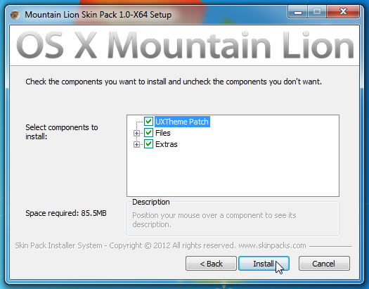 Moutain Lion Skin Pack Install