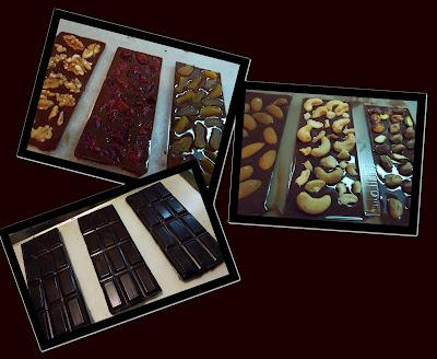 Chocolats fins - tablettes aux fruits secs