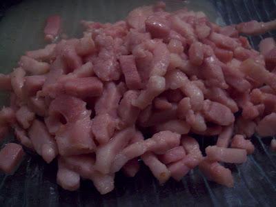 Spaghettis lardons champignons fromage frais