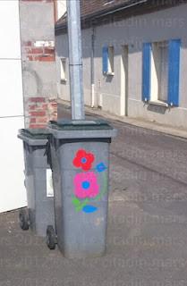 Dessins artistique sur des poubelles à Bernay, je trouve cela une très bonne idée à suivre de près...