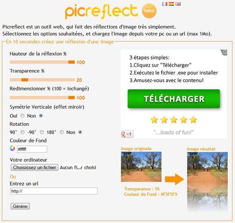 Picreflect : Ajouter un effet reflet à vos photos en 2 clics