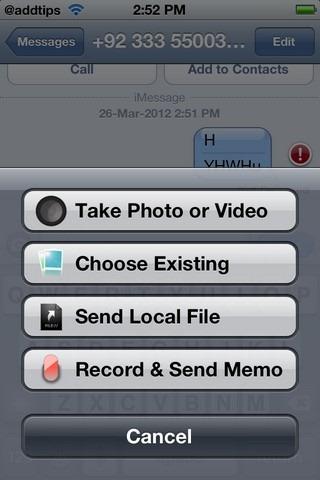 Attacher iMessage options