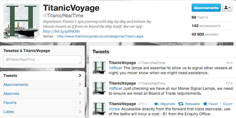 Revivez le naufrage du Titanic sur Twitter!