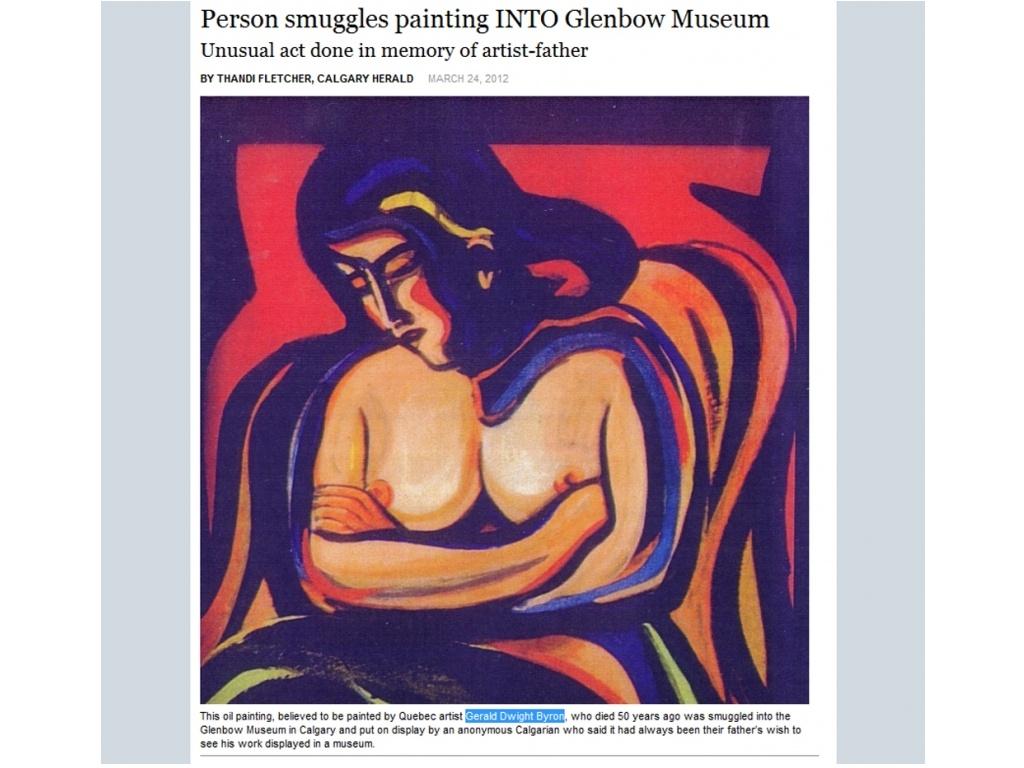 Un homme expose une toile dans un musée sans autorisation