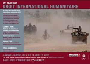 25ème cours de Droit international Humanitaire, cloture des inscriptions le 27 avril