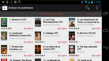 Google Play Movie ouvert