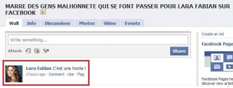 lara-fabian-malhonnete Humour sarcastique de community manager