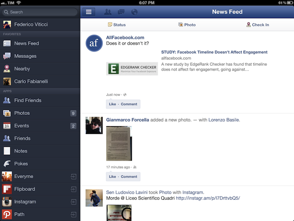 Facebook mis à jour pour l’écran Retina de l’iPad