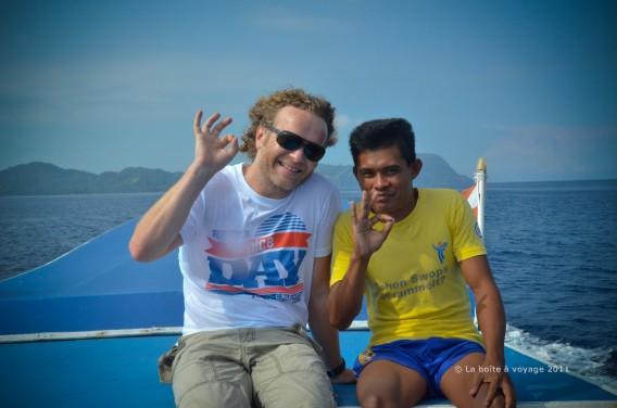 Sur le bateau en direction du Parc National de Tangkoko (Sulawesi Nord, Indonésie)
