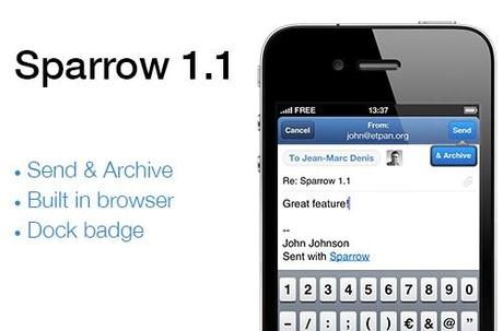 sparrow 1.1 Une première mise à jour pour Sparrow sous iOS