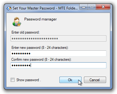Set Your Master Password - MTE Folder Locker