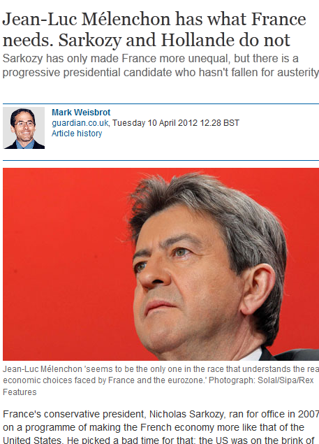 Pour le quotidien britannique “The Guardian”, Mélenchon est le Président qu’il nous faut !