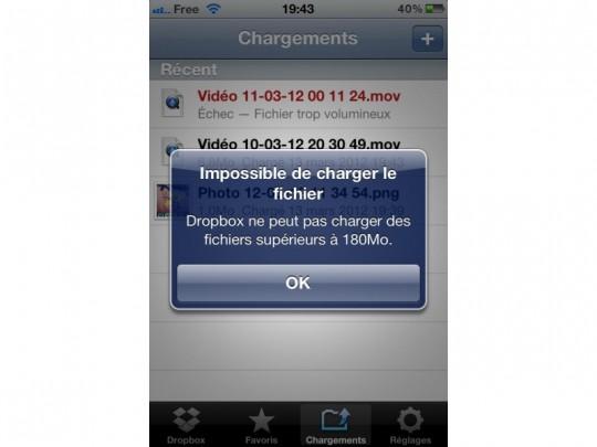 limite partage video via dropbox 540x405 Comment partager de longues vidéos sur son iPhone
