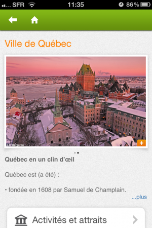 Application iPhone Québec Tourisme