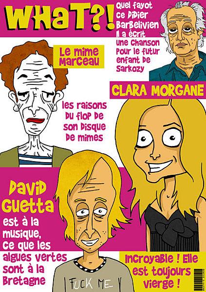 What caricatures didier barbelivien mime marceau clara morg