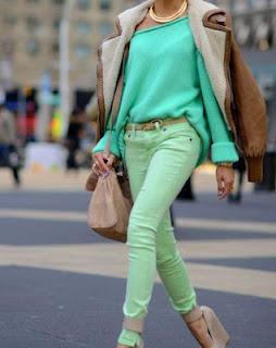 Pantalon vert d'eau, jeans vert d'eau (vert menthe), look vert  d'eau 