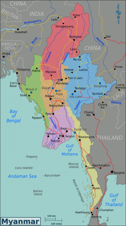 myanmar burma map