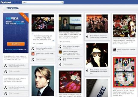 PinView Votre timeline facebook façon pinterest