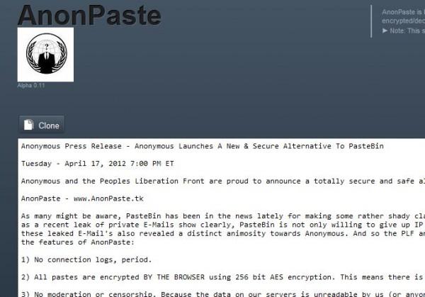Capture1 600x419 AnonPaste : une alternative à Pastebin