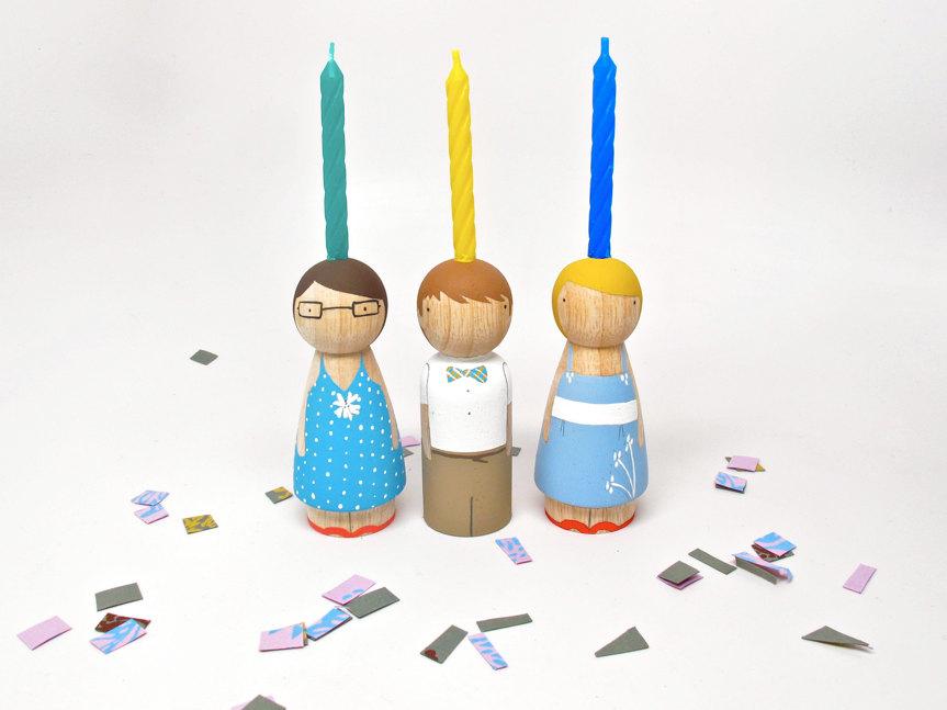 Vos enfants en porte-bougies poupées en bois Goose Grease