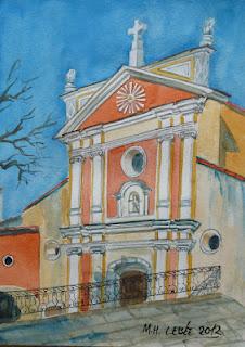 Peinture d'après nature: la cathédrale d'Antibes