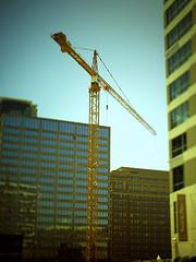 downtown construction crane