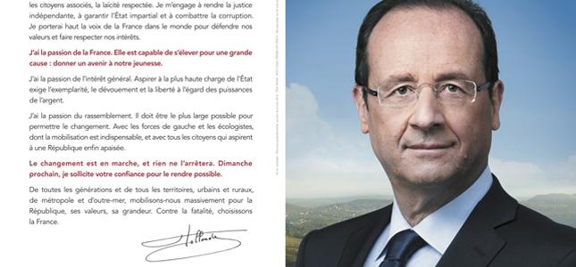 LE RASSEMBLEMENT POUR LE CHANGEMENT Profession de foi de François HOLLANDE
