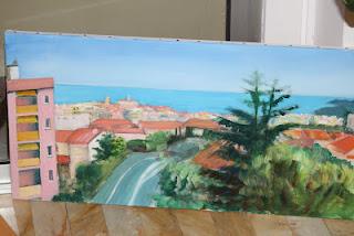 Peinture d'après nature: depuis un balcon à Antibes