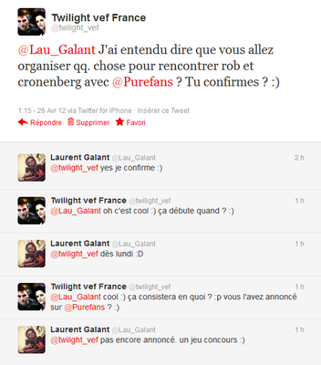 Lundi : Concours pour rencontrer Rob & Cronenberg