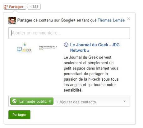 Google+ Bouton Partager Google+ ajoute le bouton Partager