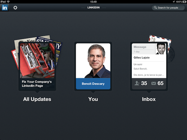 inkedin ipad 1 Linkedin dévoile une version iPad et HTML5 pour Tablette
