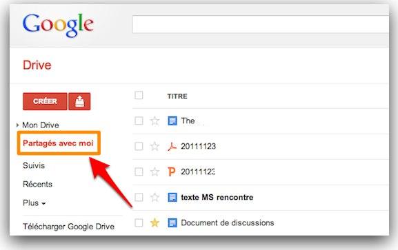 google drive documents partages avec moi 1 Google Drive: comment synchroniser les documents partagés avec vous
