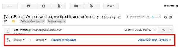 gmail traduction automatique 1 Gmail traduit vos e mails automatiquement 