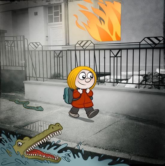 Quand son gamin commence à aller seul à l'école.