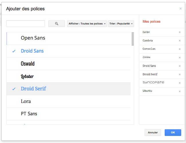 google documents pilices de caracteres 1 Google Documents: 450 nouvelles polices de caractères